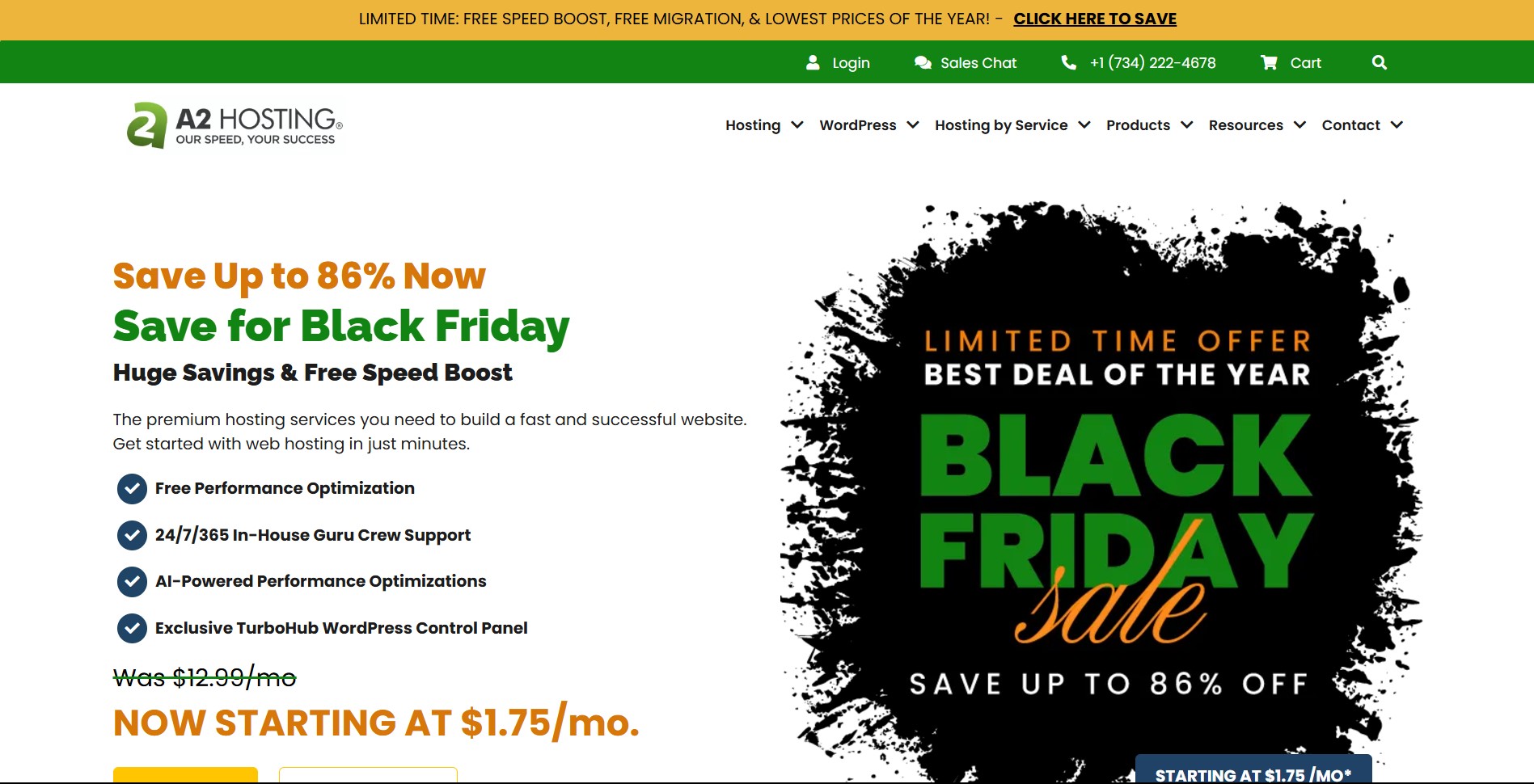 A2 Hosting is a performance-oriented provider known for its turbo servers and fast loading speeds.