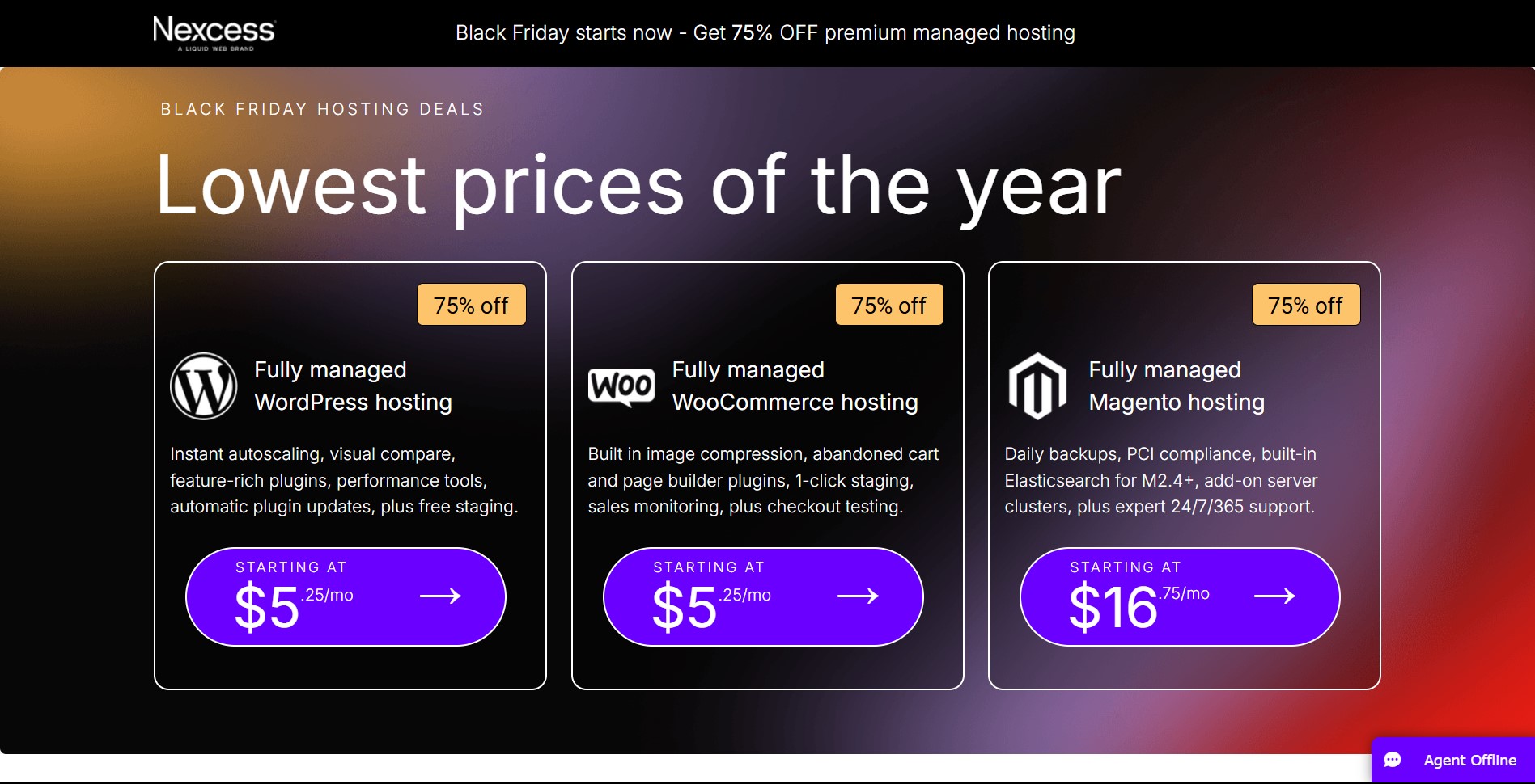 Nexcess specializes in managed hosting for ecommerce and WordPress websites, delivering enterprise-grade features.