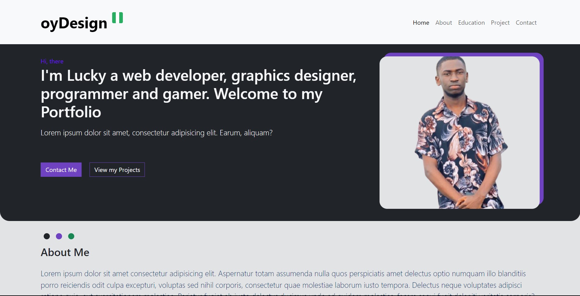Portfolio Landing Page screenshot