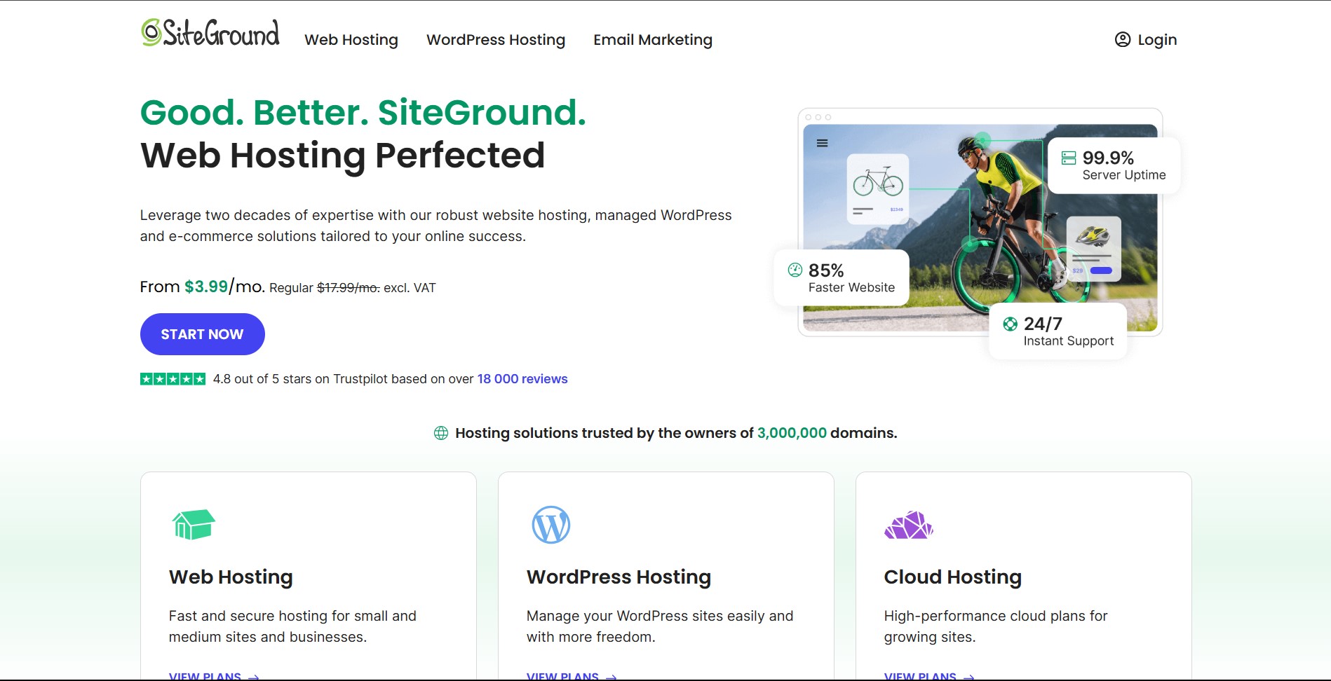 SiteGround is known for its stellar customer service and fast-loading websites. It's a great choice for small businesses and WordPress users.