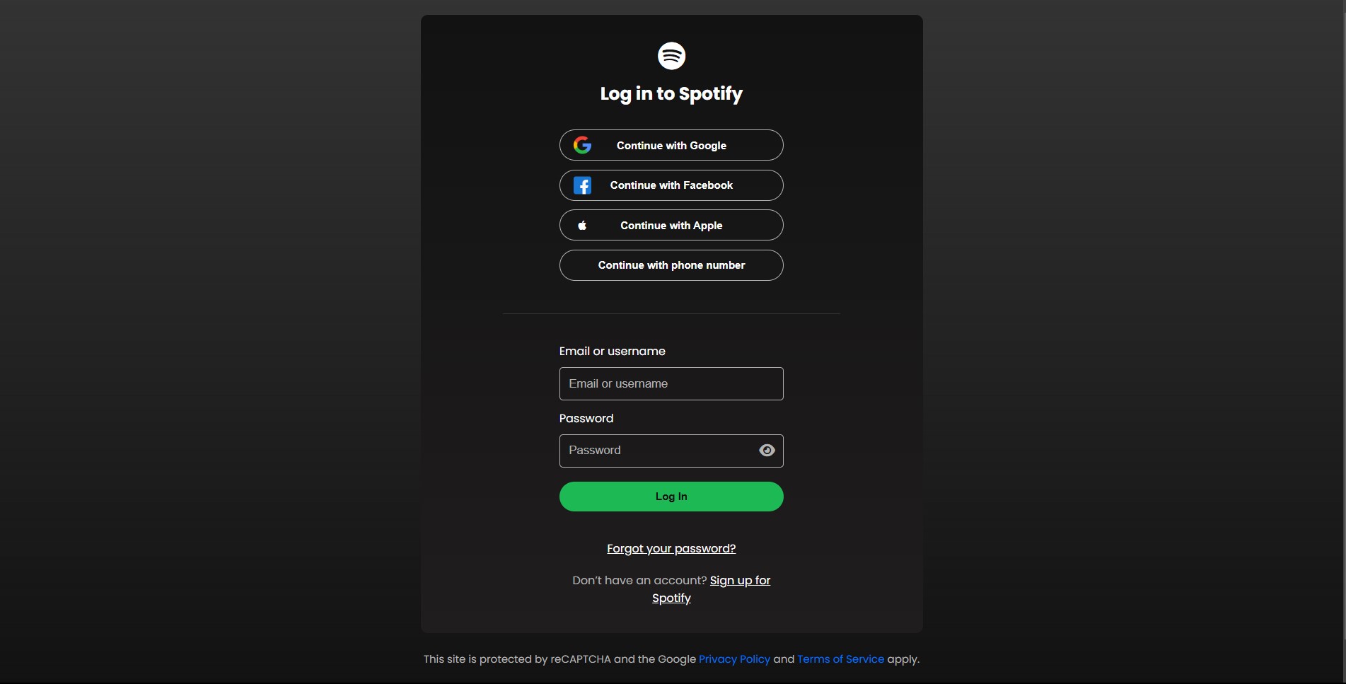 Spotify Login Page Clone